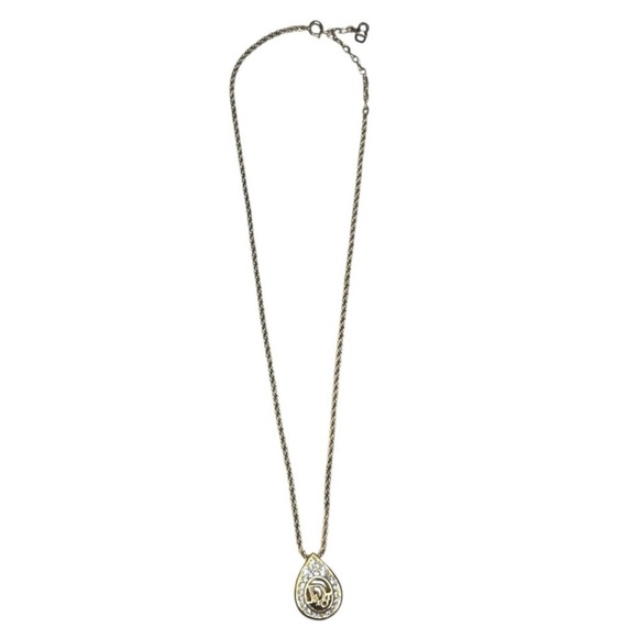 Authentic - Christian Dior Vintage Crystal Teardrop Pendant Necklace - Picture 3 of 5